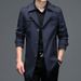 Pulse European American Spring And Autumn Turn-Down Collar Mid-Length Thin Men's Trench Coat Plus Size Business Casual British_viptrois.com