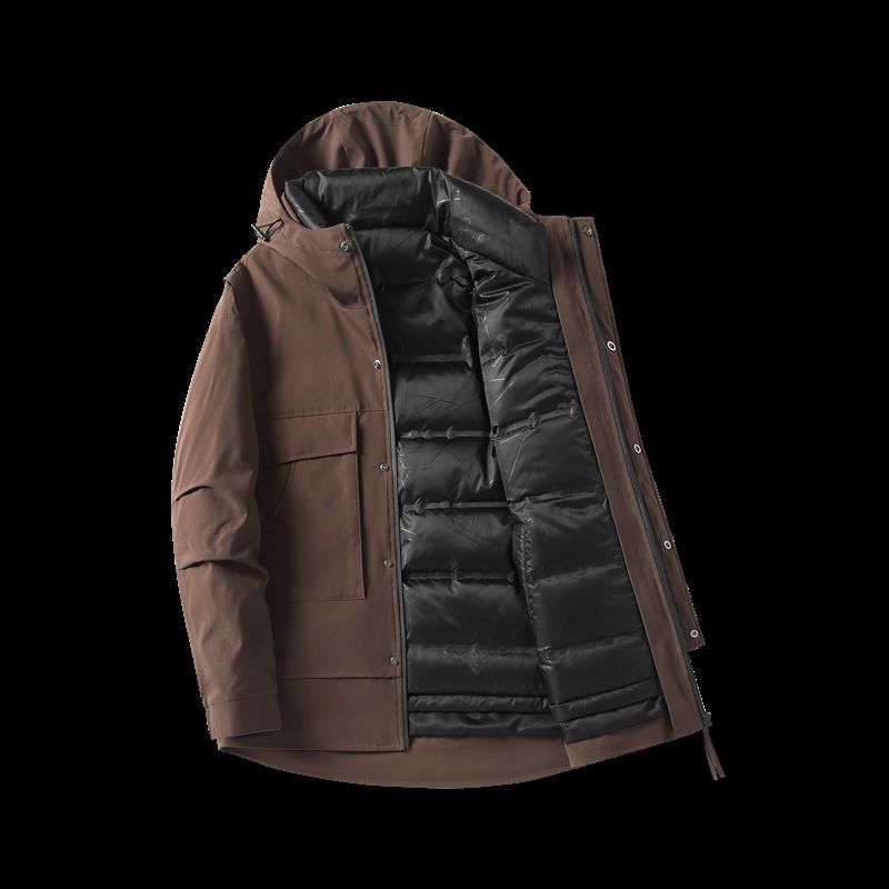 Unisex 3-in-1 Waterproof Windproof Thermal Winter Jacket With Detachable Hood, Fleece Liner & Down Filling For Hiking, Camping & Outdoor Adventures_viptrois.com