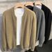 Men's Dual-Zip Cardigan Sweater – Minimalist Knit Jacket With Asymmetric Closure (M-3XL, Grey/Black/Beige/Khaki)_viptrois.com