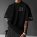 Men's Clothing Cross Border European And American New Fashion Brand Men's Summer Round Neck Loose Letter Short Sleeved T Shirt Top_viptrois.com