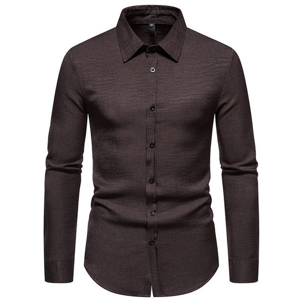 Men's Clothing Four Sided Elastic Non Ironing Men's Long Sleeved Shirt Mercerized Vertical Sense Men's Shirt_viptrois.com