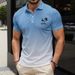 Men's Fashion Polo Trend Casual Short Sleeved Button Polo Shirt Gradient Coconut Tree 3D Printing_viptrois.com