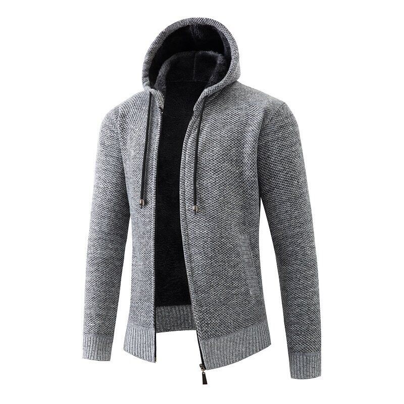 Men's Casual Hooded Sweater - Solid Color Knit Pullover, Warm & Comfortable Oversized Hoodie For Autumn & Winter_viptrois.com