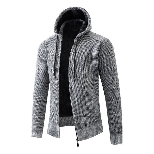 Men's Casual Hooded Sweater - Solid Color Knit Pullover, Warm & Comfortable Oversized Hoodie For Autumn & Winter_viptrois.com