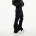 Men'S Clothing Dark Wax Coating Ribbon Slightly Elastic Wide Leg Flared Mopping Piled Denim Trousers _viptrois.com