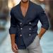 Spring And Autumn Men's Suit Double Breasted Casual Cotton And Linen Fashion Shirt Long Sleeved Cardigan Solid Color Jacket_viptrois.com