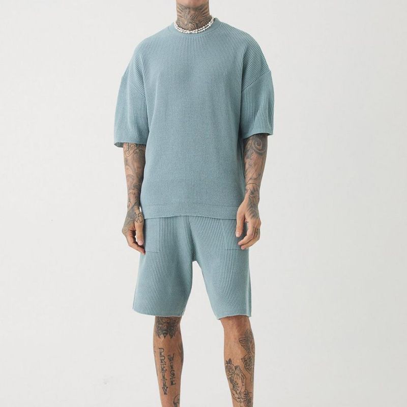 Men's Clothing New Casual Men's Suits Loose Round Neck Short Sleeve Shorts Trendy Men's Suits_viptrois.com