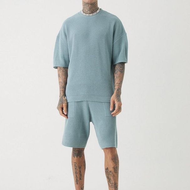 Men's Clothing New Casual Men's Suits Loose Round Neck Short Sleeve Shorts Trendy Men's Suits_viptrois.com