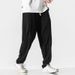 Spring and Summer Linen Pants Men's Loose Large Size Draped Wide-Leg Pants Fashionable Elegant Straight-Leg Wide-Leg Pants_viptrois.com