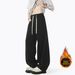 Men's American Style Heavyweight Deconstructed Curved Blade Sweatpants Winter Retro Solid Color Loose Wide Leg Casual Sports Pants_viptrois.com