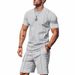 Men's Clothing Men's Summer Loose Casual Sports Simple Quick Drying Waffle Round Neck Short Sleeved Shorts Suit Men_viptrois.com