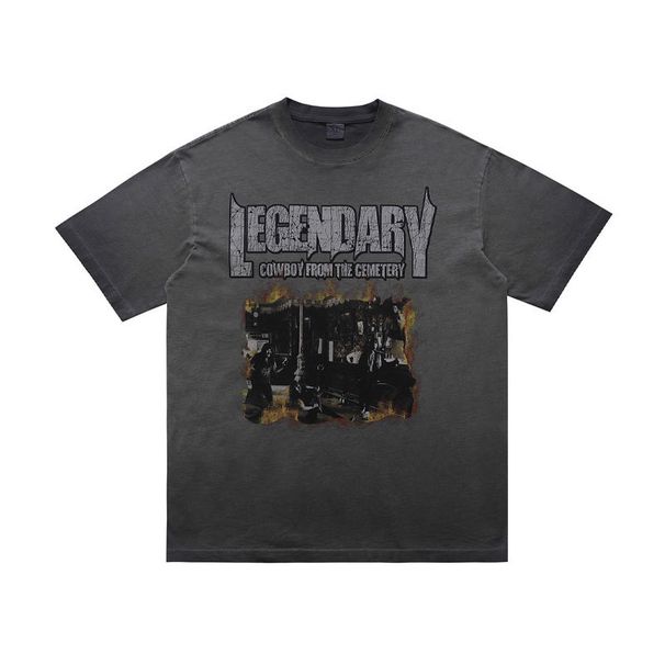 American-s Washed Vintage Printed Short-sleeve T-shirt For Women, Oversized Loose Fit, Half-sleeve, Ins_viptrois.com
