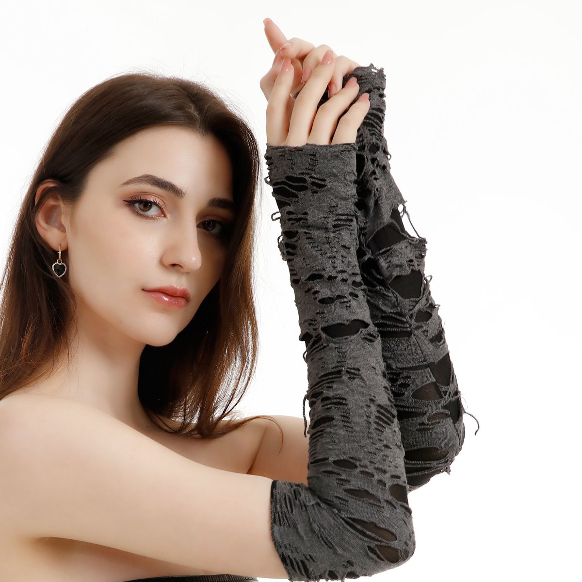 Halloween Extended Hole Harajuku Beggar Cosplay Performance Sleeve Cool Punk Special Gloves_viptrois.com