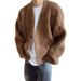 Pure Cross-Bordr Hot-Slling Europan Plus Siz V-Nck Mixd Color Thick Knit Swatr Mn's Cardigan Jackt Factory_viptrois.com