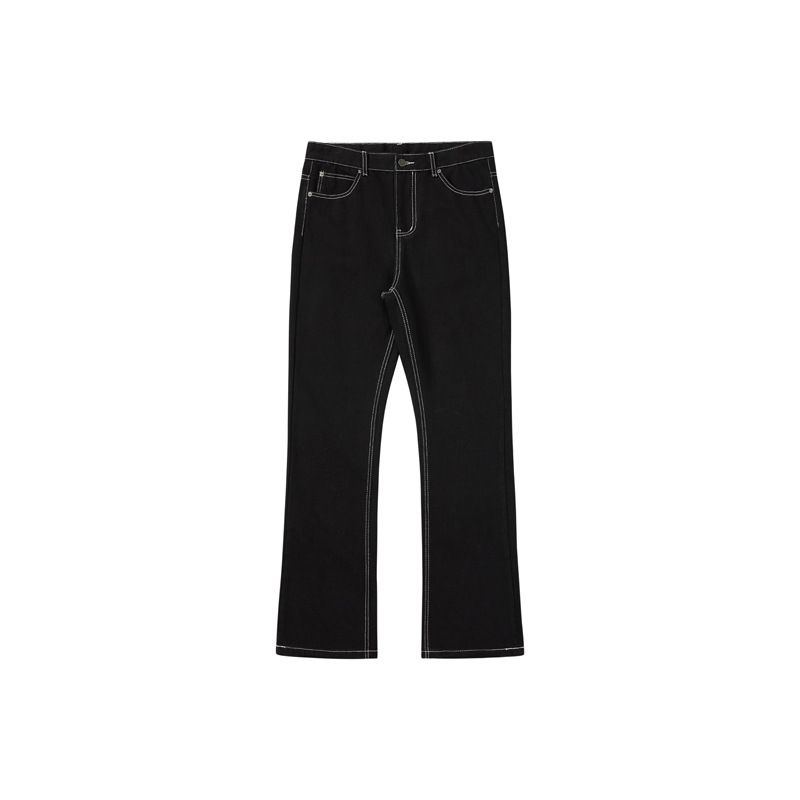 Men's Clothing Style Washed Vibe Flared Black Jeans Style High Street White Line Jeans Kenij_viptrois.com