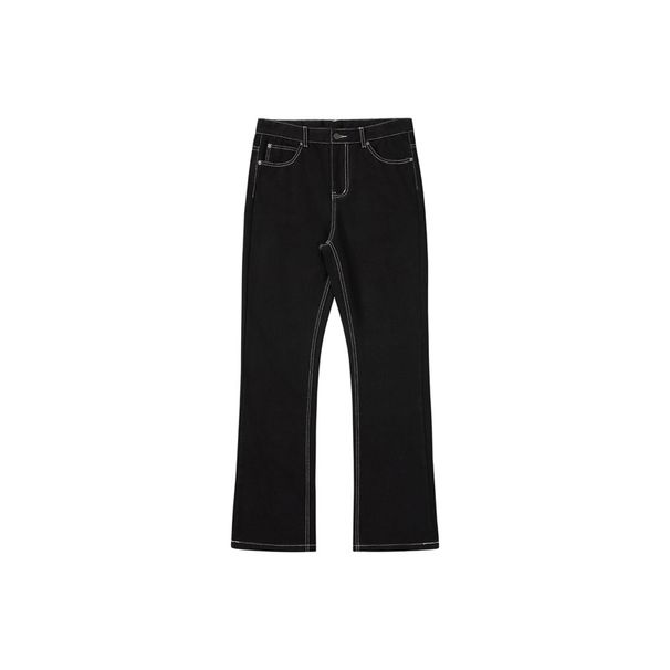 Men's Clothing Style Washed Vibe Flared Black Jeans Style High Street White Line Jeans Kenij_viptrois.com