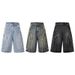 Men's Clothing Fashion Brand Personality Retro Street Men And Women All Match High Street Nostalgic Washed Drape Wave Casual Short Length Jeans_viptrois.com