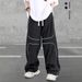 Men's Clothing Casual Pants Loose Trendy Straight Trousers_viptrois.com