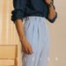 Men's Clothing Italian Men's Summer Seersucker Paris Buckle Naples Blue Striped High Waist Trousers Straight British Casual Pants_viptrois.com