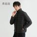 Men’s Lightweight Down Jacket – 90% White Duck Feather Filled, Stand Collar, All-Season Casual Coat (Black/Navy/Gray, M-4XL, 600FP)_viptrois.com