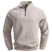 Men's Half-zip Fleece Pullover Hoodie - Stylish Stand Collar, Warm & Comfortable, Casual Loungewear (Navy, Black, Army Green, Light Gray, Beige)_viptrois.com