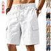Men's Summer Linen Casual Work Shorts Breathable Loose Multi Pocket Style Cotton And Linen Work Pants_viptrois.com