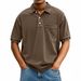 Men's Clothing Lapel Short Sleeve Pullover Casual T Shirt Button Shirt_viptrois.com