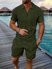 Men's Quick-Dry Polo Shirt And Shorts Athletic Set Moisture-Wicking Breathable Golf Tennis Workout Casual Summer Sportswear_viptrois.com