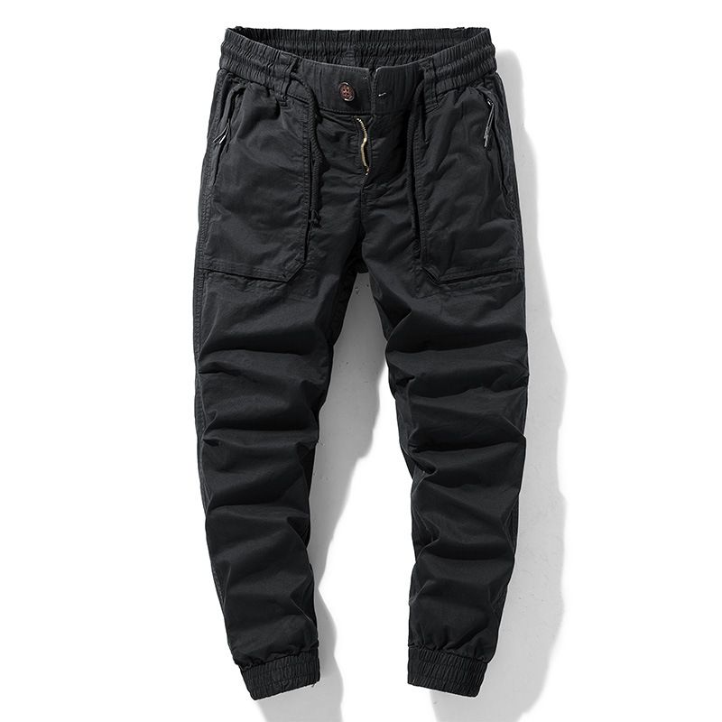 Men's Casual Cargo Pants Loose Fitting Trendy Brand High End Sports Jogger Mid Waist Long Polyester Machine Washable_viptrois.com