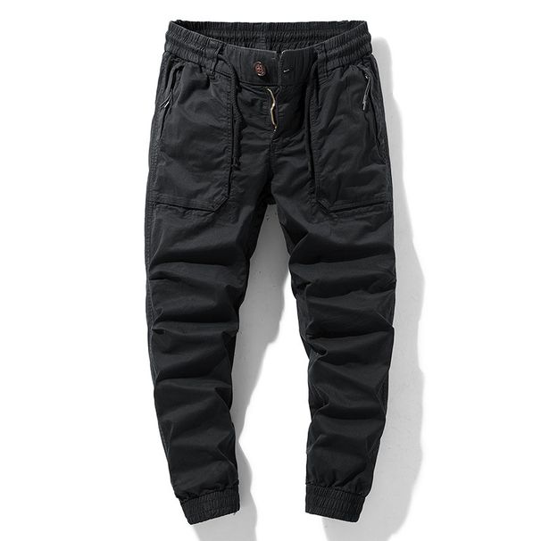 Men's Casual Cargo Pants Loose Fitting Trendy Brand High End Sports Jogger Mid Waist Long Polyester Machine Washable_viptrois.com