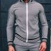 Men's Clothing new autumn casual men's clothing European and American men's sports suit plaid zipper shirt jacket and trousers two pieces_viptrois.com