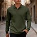 Men's Casual Long Sleeve Polo Shirt With Button-Down Collar & Jacquard Texture – Relaxed Fit, Solid Color, Breathable Fabric For Everyday Wear_viptrois.com