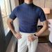 Men's Clothing Spring And Summer Short Sleeved T Shirt Men's Elastic Half High Collar Knitted Bottoming Shirt Youth Half Sleeved Casual T Shirt_viptrois.com