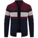 Pure 2025 New Men's Stand Collar Trendy Fashion Casual Color Block Knitted Cardigan Sweater Jacket Wholesale_viptrois.com