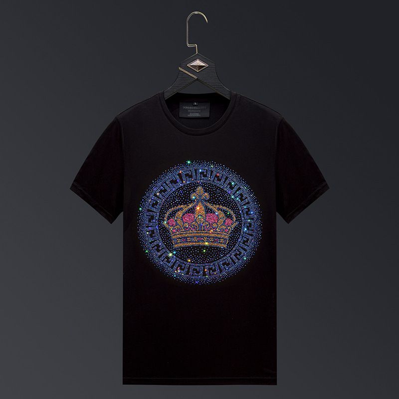 Men's Clothing Hot diamond men's T shirt short sleeves Crown brand ice silk half sleeved clothes men's tops men's summer spirited guy_viptrois.com