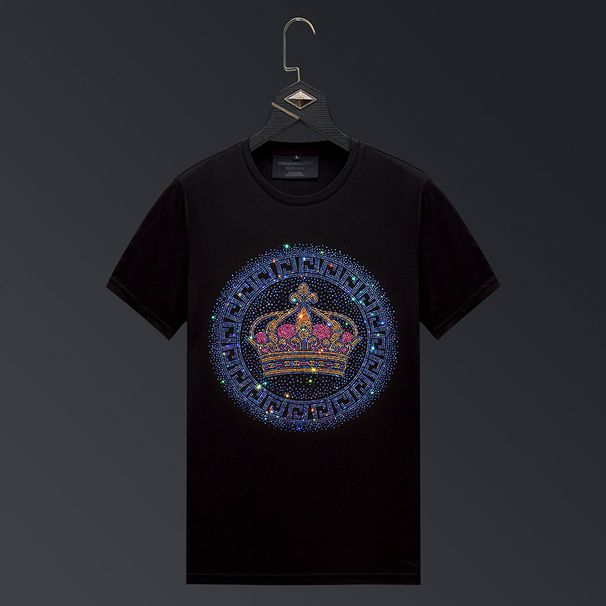 Men's Clothing Hot diamond men's T shirt short sleeves Crown brand ice silk half sleeved clothes men's tops men's summer spirited guy_viptrois.com