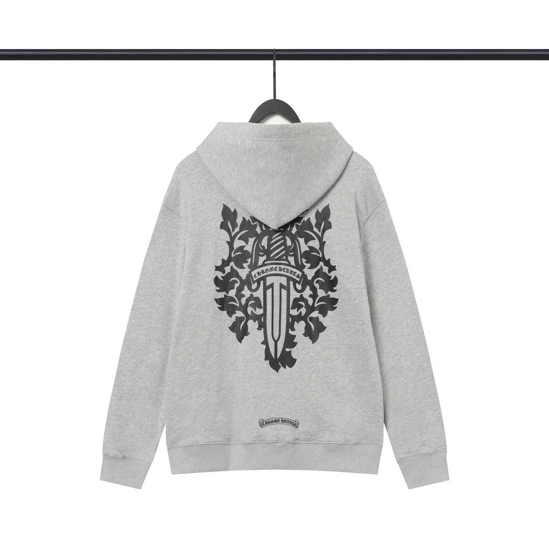 Autumn CH Winter Fashion Cross Print Men's And Women's Cotton Loose Casual Zipper Hooded Sweater Cardigan Coat_viptrois.com