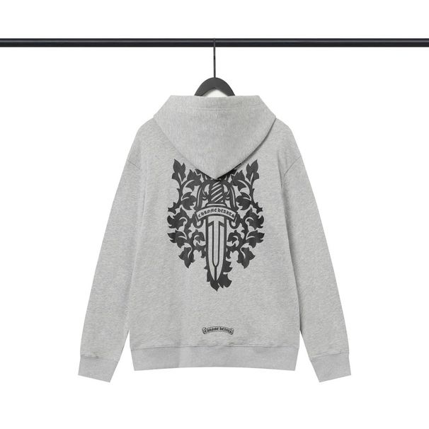Autumn CH Winter Fashion Cross Print Men's And Women's Cotton Loose Casual Zipper Hooded Sweater Cardigan Coat_viptrois.com