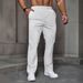 Men's Clothing Four Seasons New Leisure Jacquard Drawstring Loose Leisure Solid Color Pocket Sports Trousers_viptrois.com