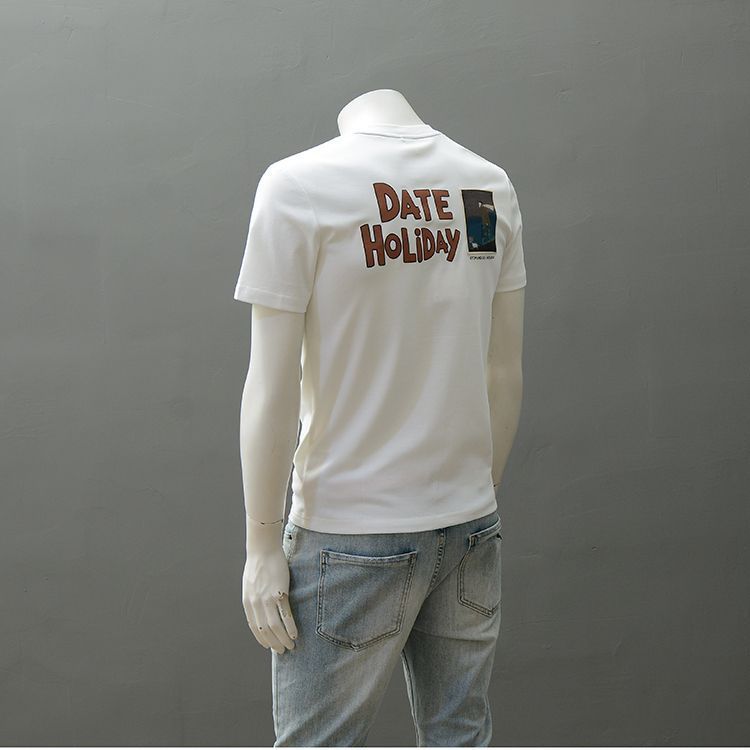 Back Patch Printed Short Sleeve T-Shirt Men's Crew Neck 2025 Summer Trend Brand Slim Fit High Quality Skinny Half Sleeve Shirt_viptrois.com