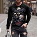 Men's Halloween 3D Skull Print T-Shirt - Retro Streetwear Long Sleeve Tee For Casual Wear (Polyester, Lightweight, Anti-Wrinkle, S-XXXXL)_viptrois.com