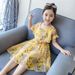 Mother & Kids Girls 2024 summer new Korean style floral chiffon dress for little girls short-sleeved baby princess dress_viptrois.com