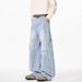 Men's Clothing Retro Pleated Washed Jeans For Men And Women Deconstructed Wide Leg Scimitar Pants Loose Straight Leg Versatile Casual Pants Trend_viptrois.com