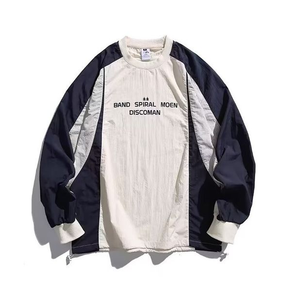 Spring Japanese Retro Long Sleeve Sweatshirt For Men, Loose Round Neck Pullover, College Style Versatile Casual Top_viptrois.com