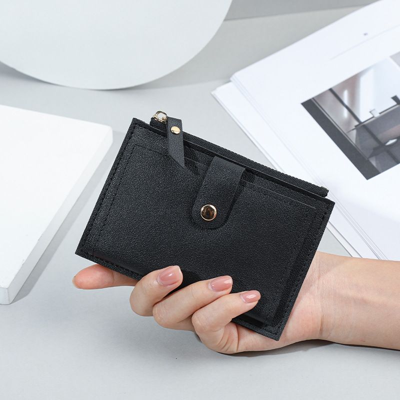 Women's Wallet Card Cases Short Wallet Women Multi Card Slot Zipper Button Card Holder Simple Student Coin Coin Purse Women_viptrois.com