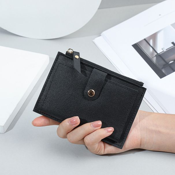 Women's Wallet Card Cases Short Wallet Women Multi Card Slot Zipper Button Card Holder Simple Student Coin Coin Purse Women_viptrois.com