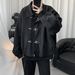 Dark Style Niche Color-Block Patchwork Jacket For Men With Metal Buckle Design, Korean Version, High-End Feel, Cool_viptrois.com