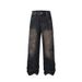 Men's Clothing High Street Deconstructed Stitching Washed Distressed Drape Jeans Men's Fashion Brand Retro Loose Casual Straight Pants_viptrois.com