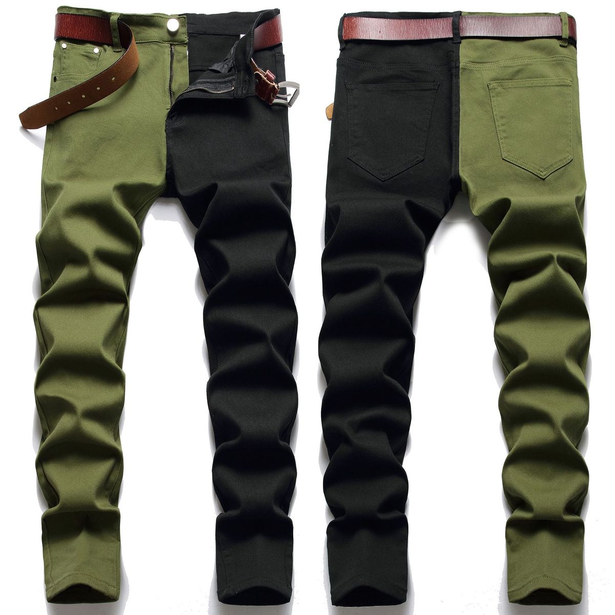 Men's Clothing New Stretch Jeans Men's Foreign Trade Hot Style Men's Pants Men's Trousers Splicing Two Color_viptrois.com