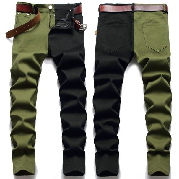 Men's Clothing New Stretch Jeans Men's Foreign Trade Hot Style Men's Pants Men's Trousers Splicing Two Color_viptrois.com